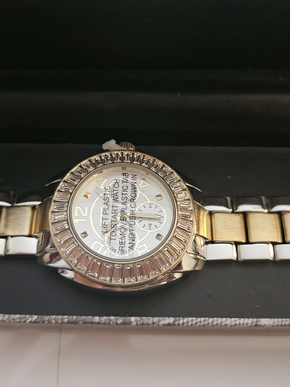 Heidi Klum Wildlife Two-Tone Gold and Silver Crystal Bezel Watch